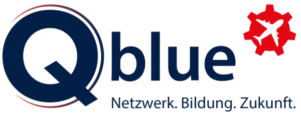 Logo Qblue mit dem claim: Netzwerk. Bildung. Zukunft